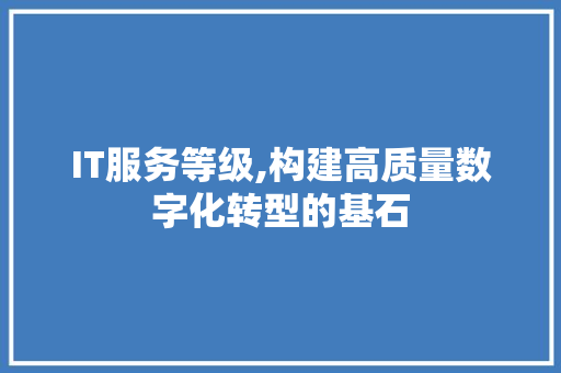 IT服务等级,构建高质量数字化转型的基石