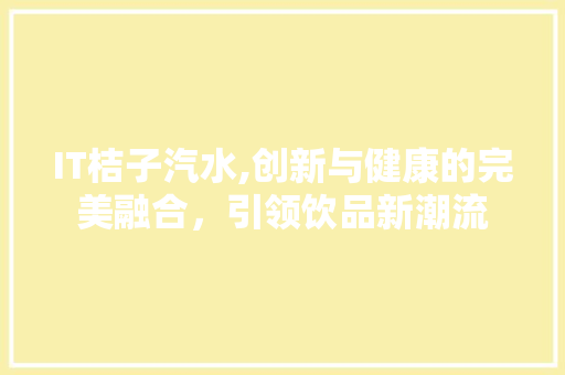 IT桔子汽水,创新与健康的完美融合，引领饮品新潮流