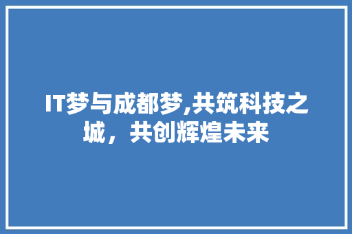 IT梦与成都梦,共筑科技之城，共创辉煌未来