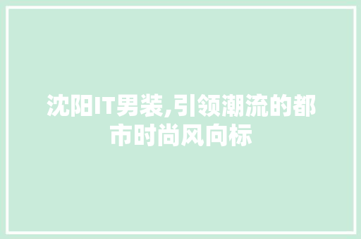 沈阳IT男装,引领潮流的都市时尚风向标