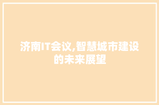 济南IT会议,智慧城市建设的未来展望