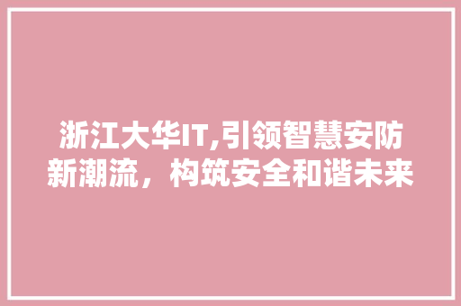 浙江大华IT,引领智慧安防新潮流，构筑安全和谐未来