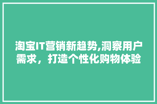 淘宝IT营销新趋势,洞察用户需求，打造个性化购物体验