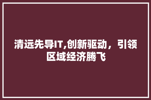 清远先导IT,创新驱动，引领区域经济腾飞