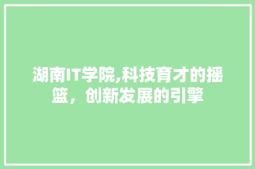 湖南IT学院,科技育才的摇篮，创新发展的引擎