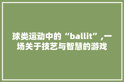 球类运动中的“ballit”,一场关于技艺与智慧的游戏