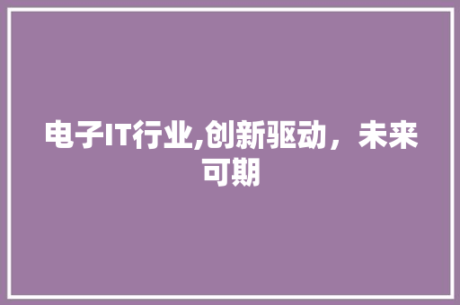 电子IT行业,创新驱动，未来可期 Web前端