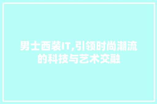 男士西装IT,引领时尚潮流的科技与艺术交融 Web前端