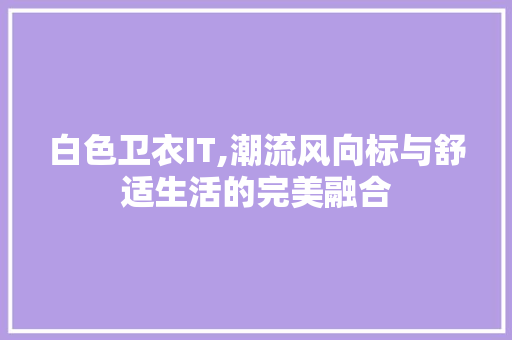 白色卫衣IT,潮流风向标与舒适生活的完美融合 友链在线
