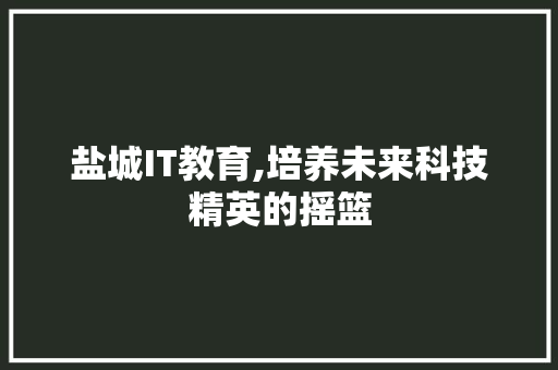 盐城IT教育,培养未来科技精英的摇篮 Web前端