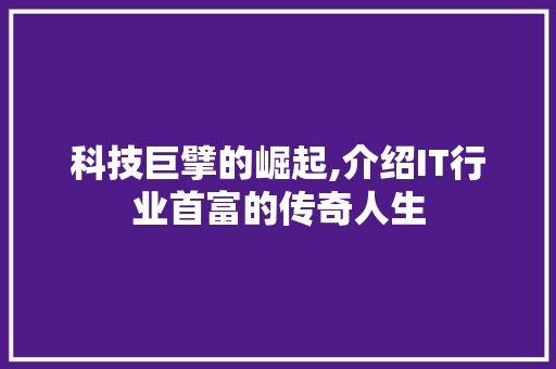 科技巨擘的崛起,介绍IT行业首富的传奇人生
