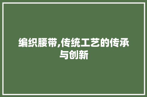 编织腰带,传统工艺的传承与创新 建站教程