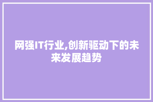网强IT行业,创新驱动下的未来发展趋势