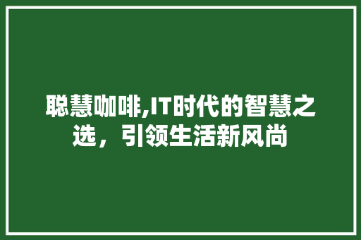 聪慧咖啡,IT时代的智慧之选，引领生活新风尚