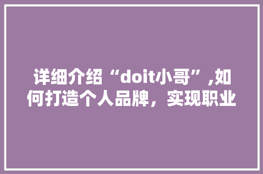 详细介绍“doit小哥”,如何打造个人品牌，实现职业成长