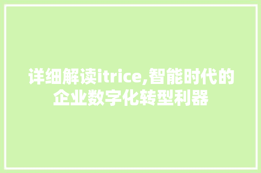详细解读itrice,智能时代的企业数字化转型利器