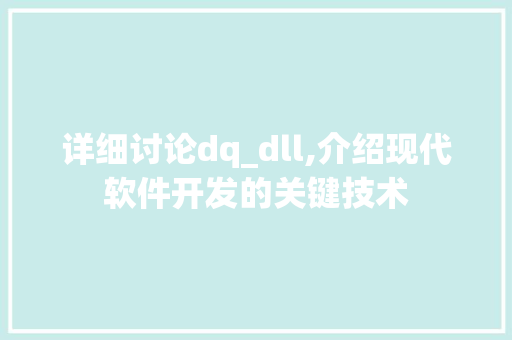 详细讨论dq_dll,介绍现代软件开发的关键技术 SEO教程