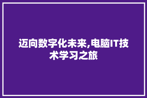 迈向数字化未来,电脑IT技术学习之旅
