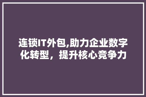 连锁IT外包,助力企业数字化转型，提升核心竞争力