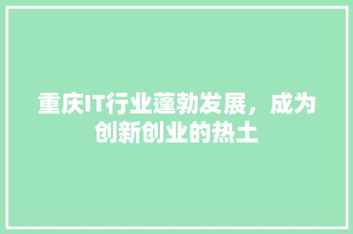 重庆IT行业蓬勃发展，成为创新创业的热土
