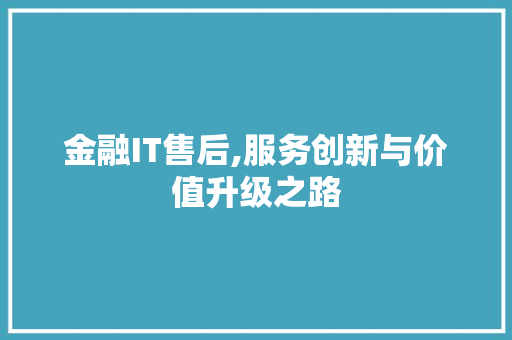 金融IT售后,服务创新与价值升级之路