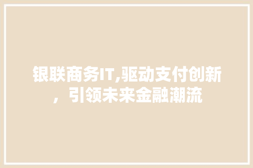 银联商务IT,驱动支付创新，引领未来金融潮流
