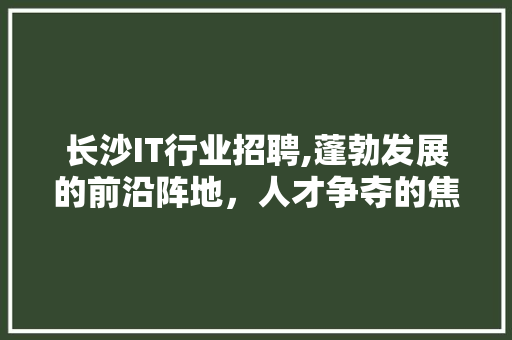 长沙IT行业招聘,蓬勃发展的前沿阵地，人才争夺的焦点