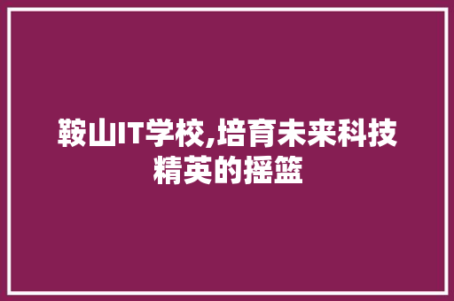 鞍山IT学校,培育未来科技精英的摇篮