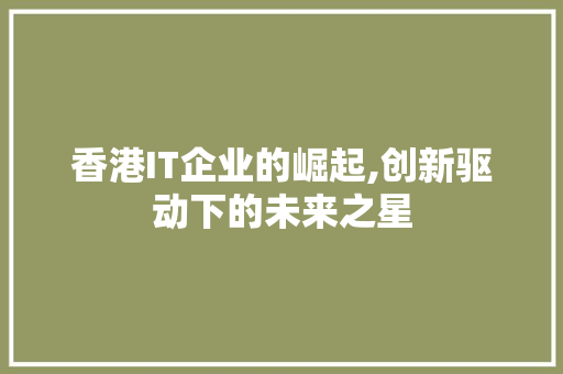 香港IT企业的崛起,创新驱动下的未来之星 建站教程