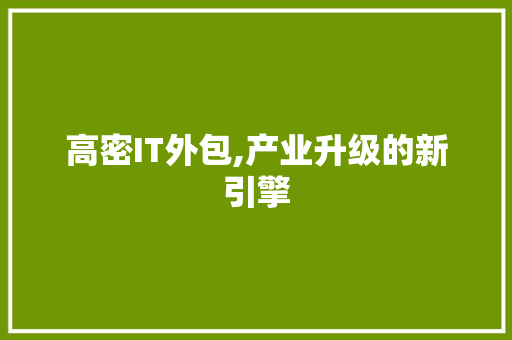 高密IT外包,产业升级的新引擎