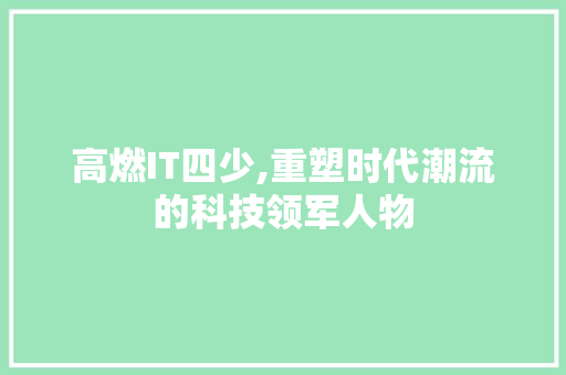 高燃IT四少,重塑时代潮流的科技领军人物