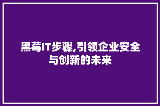 黑莓IT步骤,引领企业安全与创新的未来 服务器/数据库