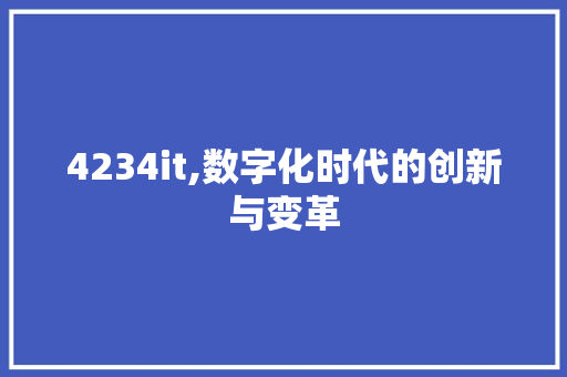 4234it,数字化时代的创新与变革