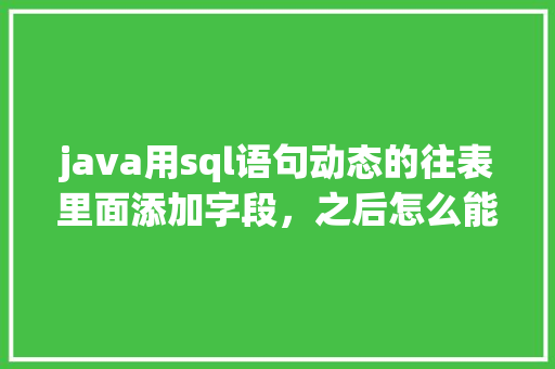 java用sql语句动态的往表里面添加字段，之后怎么能动态的读写新字段的数据「java查询数据库并显示」 SEO教程