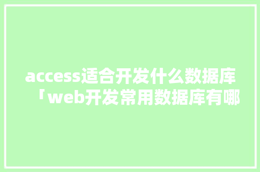 access适合开发什么数据库「web开发常用数据库有哪些」 SEO教程