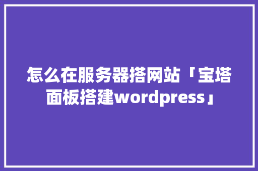 怎么在服务器搭网站「宝塔面板搭建wordpress」 SEO教程
