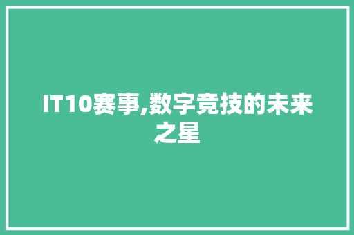 IT10赛事,数字竞技的未来之星 服务器/数据库