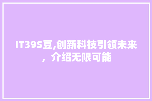 IT39S豆,创新科技引领未来，介绍无限可能 服务器/数据库