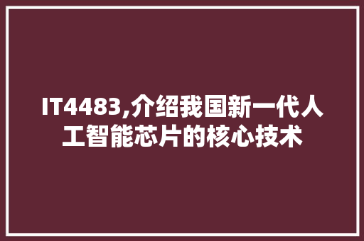 IT4483,介绍我国新一代人工智能芯片的核心技术 WordPress教程
