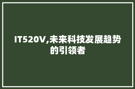IT520V,未来科技发展趋势的引领者 建站教程