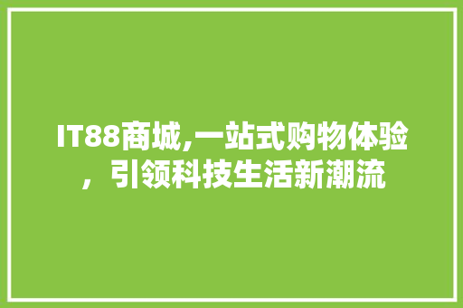 IT88商城,一站式购物体验，引领科技生活新潮流 Web前端