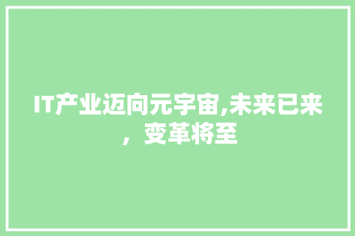 IT产业迈向元宇宙,未来已来，变革将至 Web前端