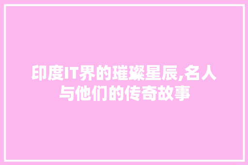 印度IT界的璀璨星辰,名人与他们的传奇故事
