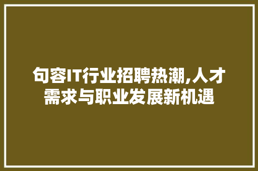 句容IT行业招聘热潮,人才需求与职业发展新机遇