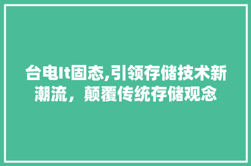 台电It固态,引领存储技术新潮流，颠覆传统存储观念