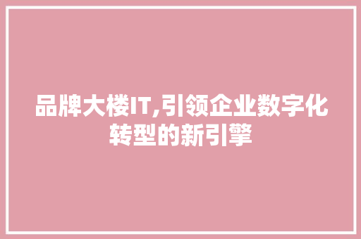 品牌大楼IT,引领企业数字化转型的新引擎 友链在线