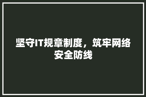 坚守IT规章制度，筑牢网络安全防线