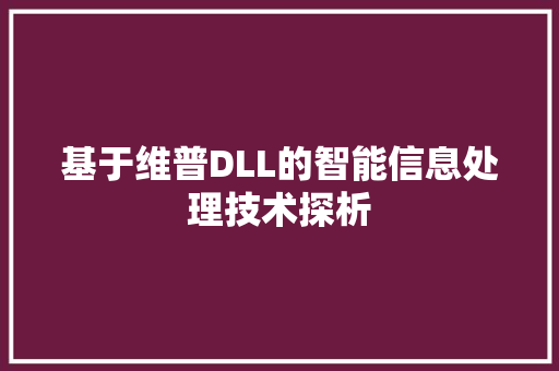 基于维普DLL的智能信息处理技术探析