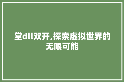 堂dll双开,探索虚拟世界的无限可能