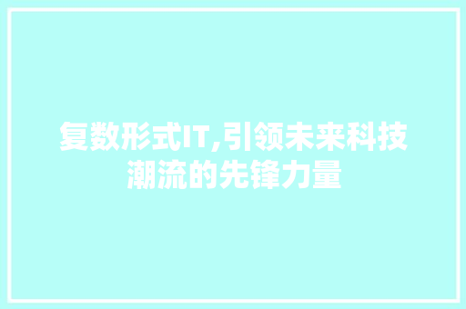 复数形式IT,引领未来科技潮流的先锋力量